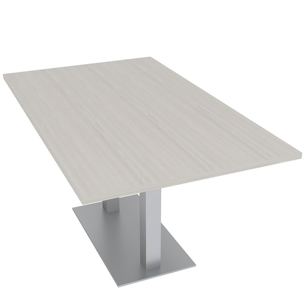 35.5 in W, 59.5 in L, 29 in H, Engineered Wood Top, Ivory